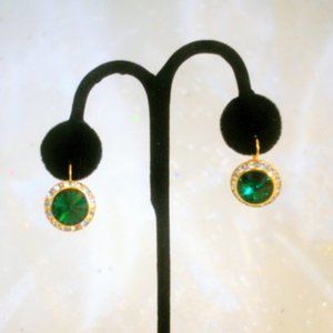 💖 Emerald Green & Crystal Earrings /E47